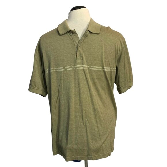 Izod Golf Cotton Cool-FX Polo Shirt Mens Sz Medium Olive Short Sleeve Collared - Picture 12 of 12